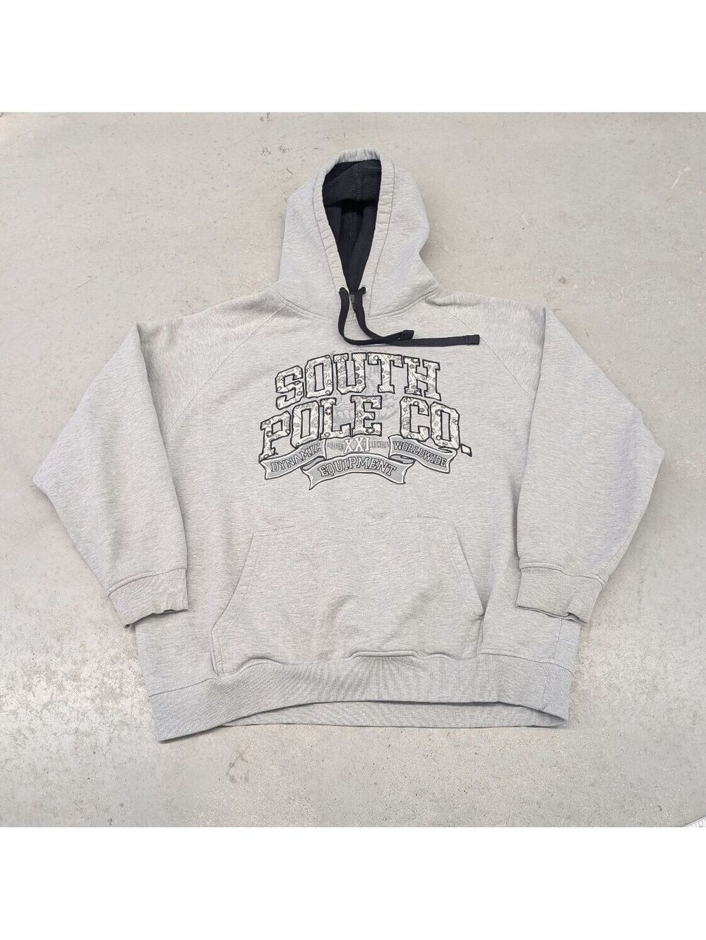 Y2K SouthPole Paisley Patch Logo Gray Heavyweight Hoodie